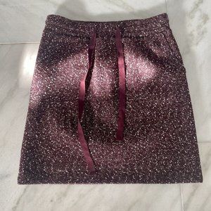 Loft Maroon Tweed Winter Pencil Skirt with Front Tie (worn once) Size XS